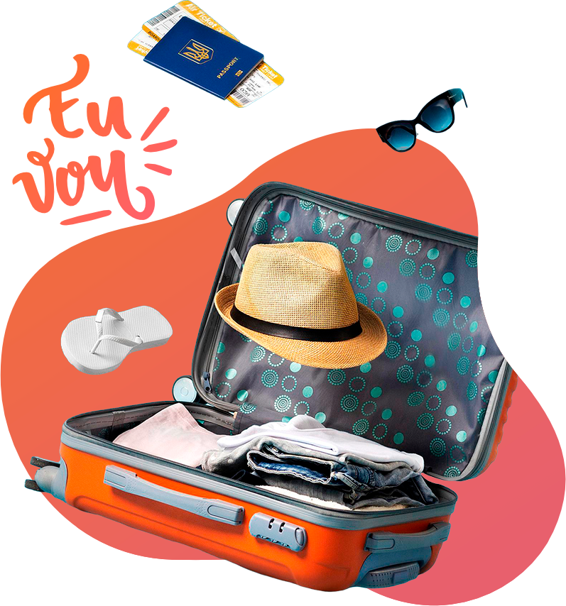 Mala de viagem com elementos de turismo